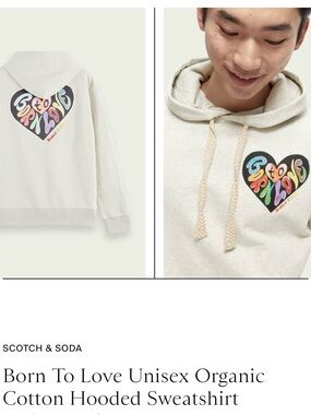 Scotch & Soda Unisex Hoodie 'Born to Love' Size S